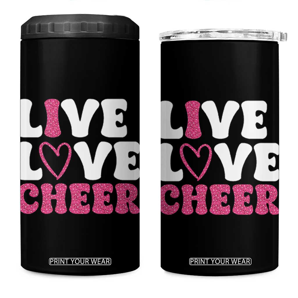Cheerleader 4 in 1 Can Cooler Tumbler Live Love Cheer Girl Cheerleading Pink Leopard TB10 One Size: 16 oz Black Print Your Wear