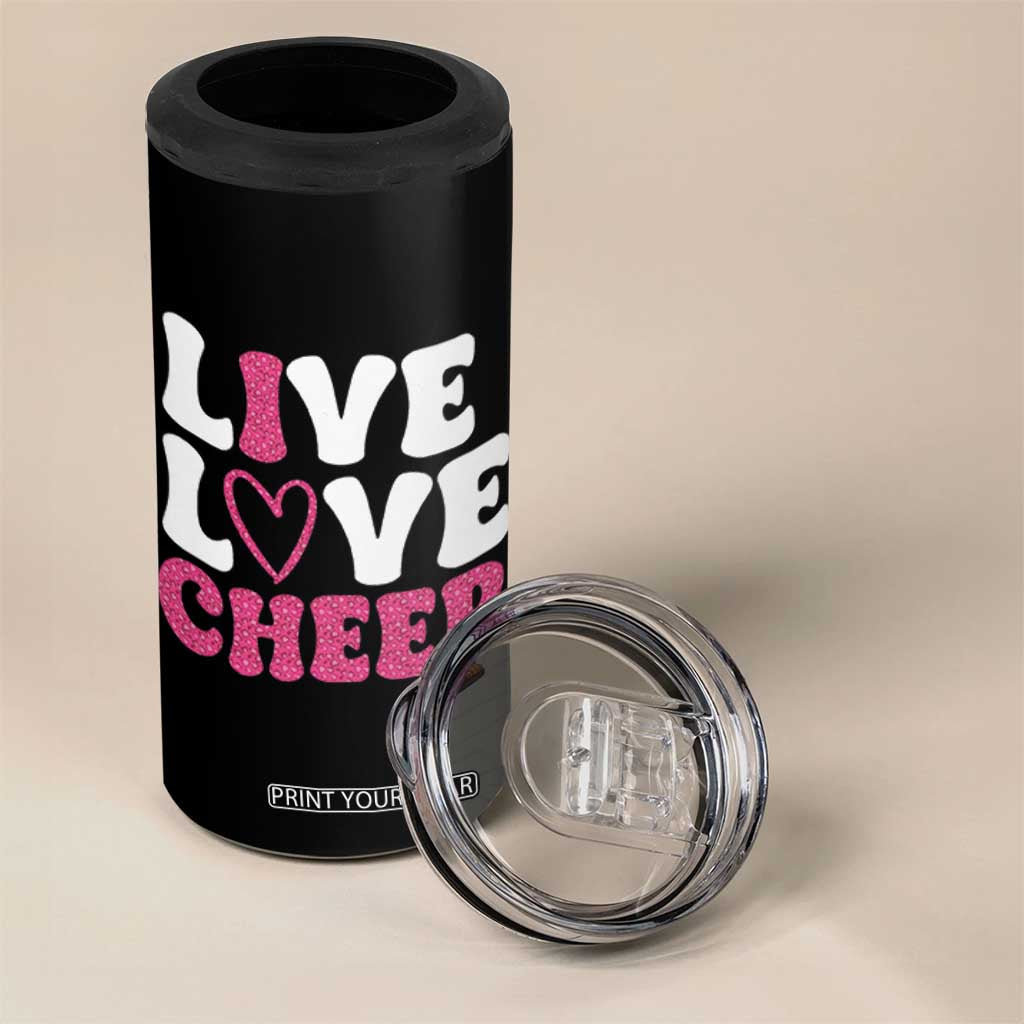 Cheerleader 4 in 1 Can Cooler Tumbler Live Love Cheer Girl Cheerleading Pink Leopard TB10 Print Your Wear