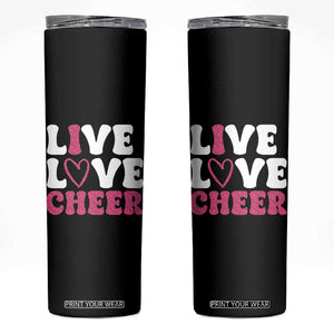 Cheerleader Skinny Tumbler Live Love Cheer Girl Cheerleading Pink Leopard TB10 Black Print Your Wear