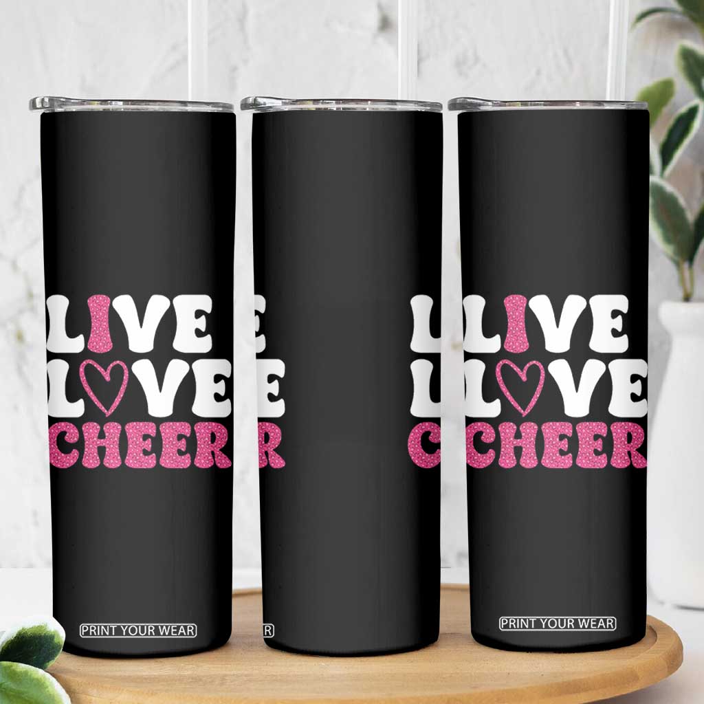Cheerleader Skinny Tumbler Live Love Cheer Girl Cheerleading Pink Leopard TB10 Print Your Wear