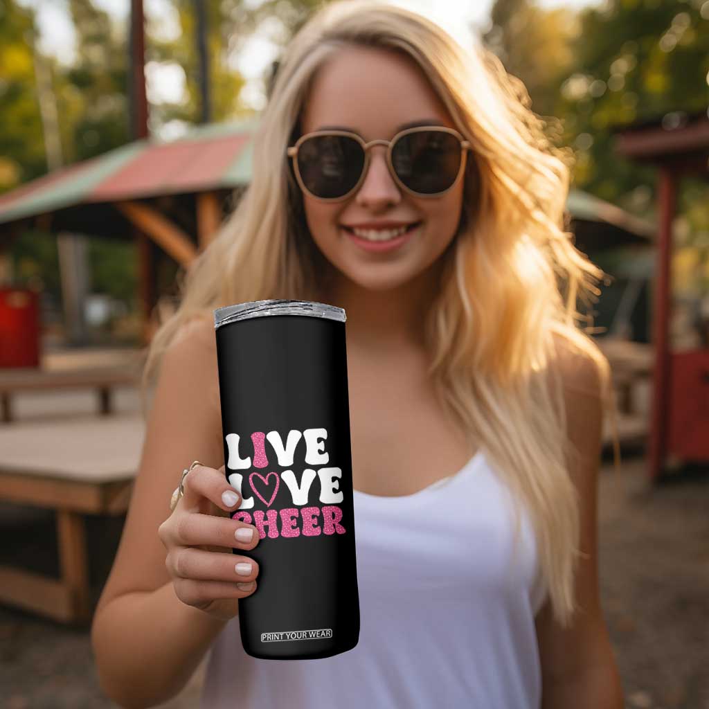 Cheerleader Skinny Tumbler Live Love Cheer Girl Cheerleading Pink Leopard TB10 Print Your Wear