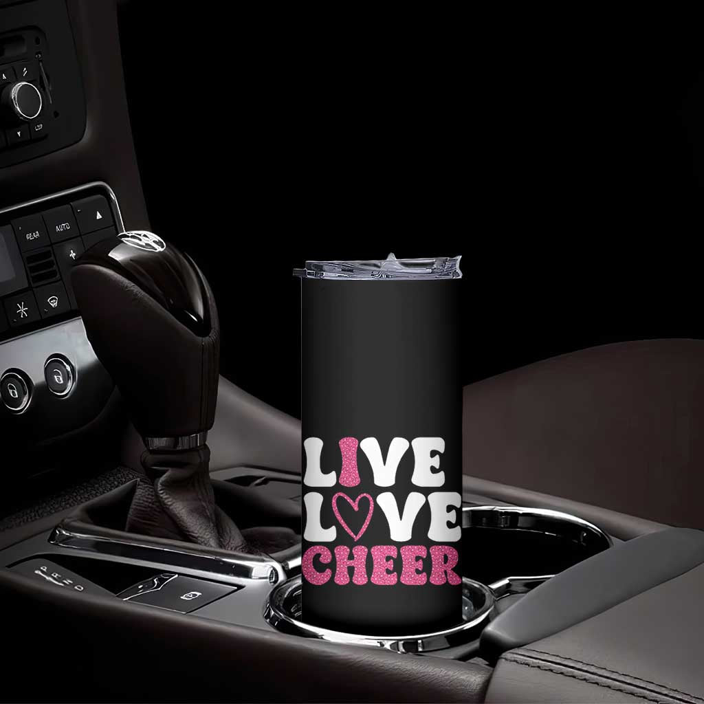 Cheerleader Skinny Tumbler Live Love Cheer Girl Cheerleading Pink Leopard TB10 Print Your Wear