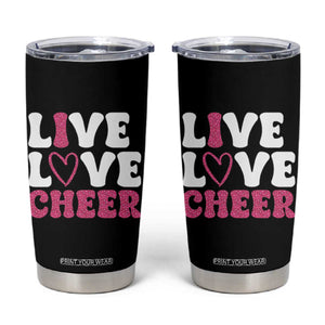 Cheerleader Tumbler Cup Live Love Cheer Girl Cheerleading Pink Leopard TB10 Black Print Your Wear