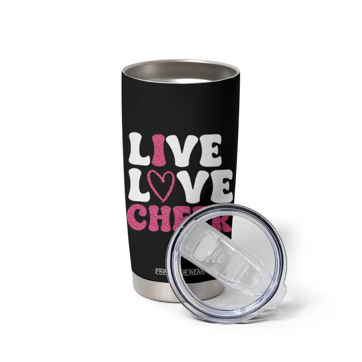 Cheerleader Tumbler Cup Live Love Cheer Girl Cheerleading Pink Leopard TB10 Print Your Wear