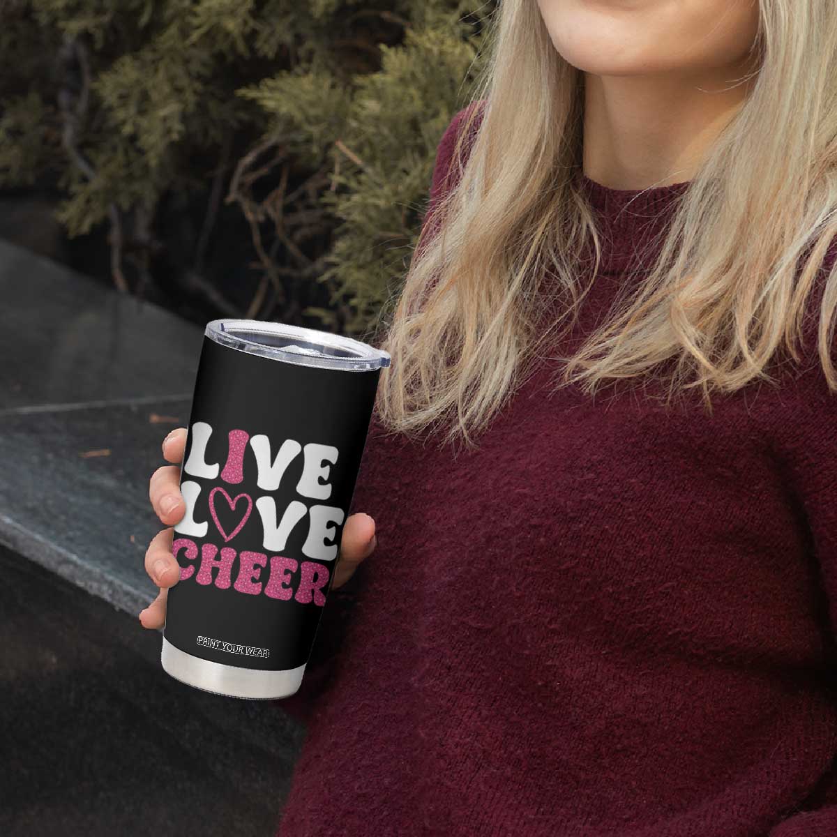 Cheerleader Tumbler Cup Live Love Cheer Girl Cheerleading Pink Leopard TB10 Print Your Wear