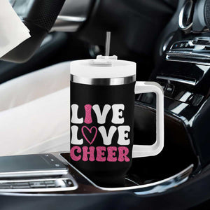 Cheerleader Tumbler With Handle Live Love Cheer Girl Cheerleading Pink Leopard TB10 Print Your Wear
