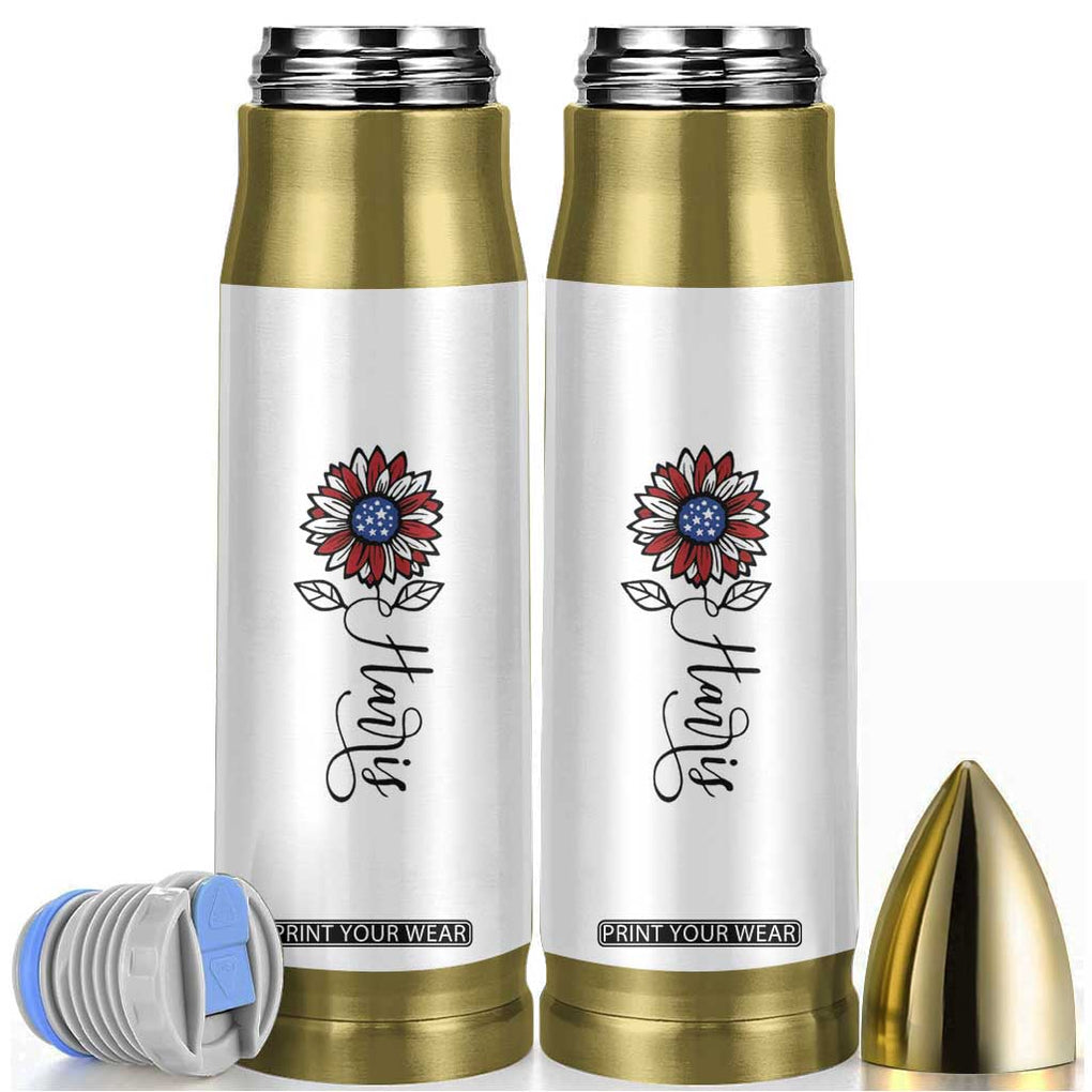 Harris 2024 Election Bullet Tumbler Madam President Vintage Floral Sunflower American Flag TB10 White Print Your Wear