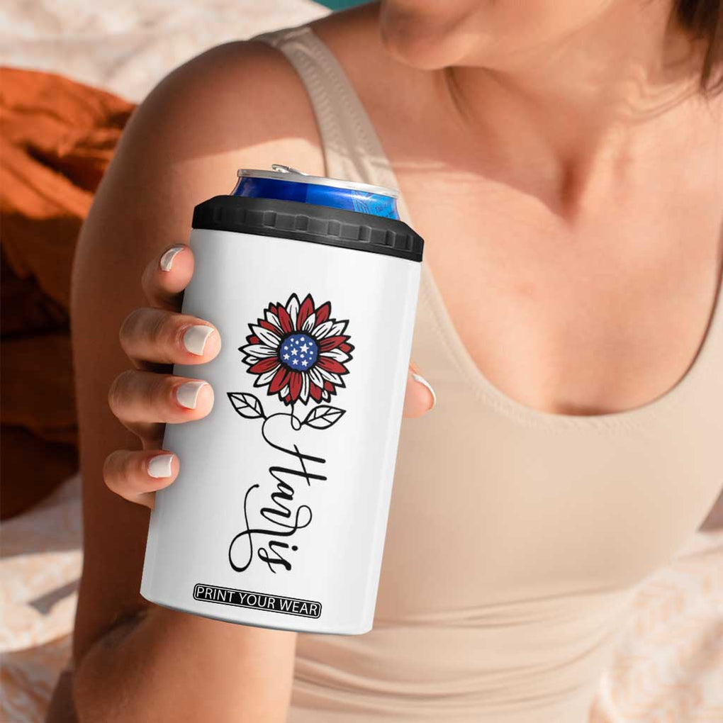 Harris 2024 Election 4 in 1 Can Cooler Tumbler Madam President Vintage Floral Sunflower American Flag TB10 Print Your Wear