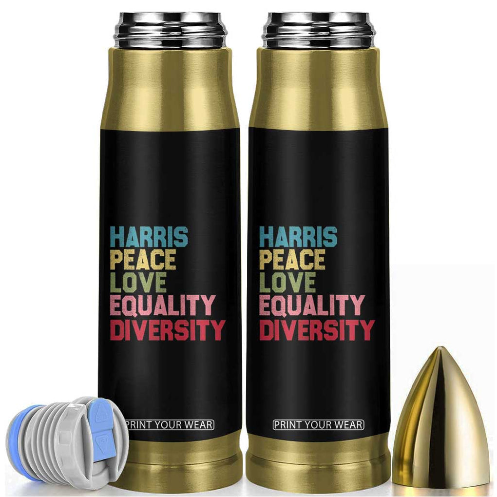 Harris 2024 Bullet Tumbler Peace Love Equality Diversity TB10 Black Print Your Wear