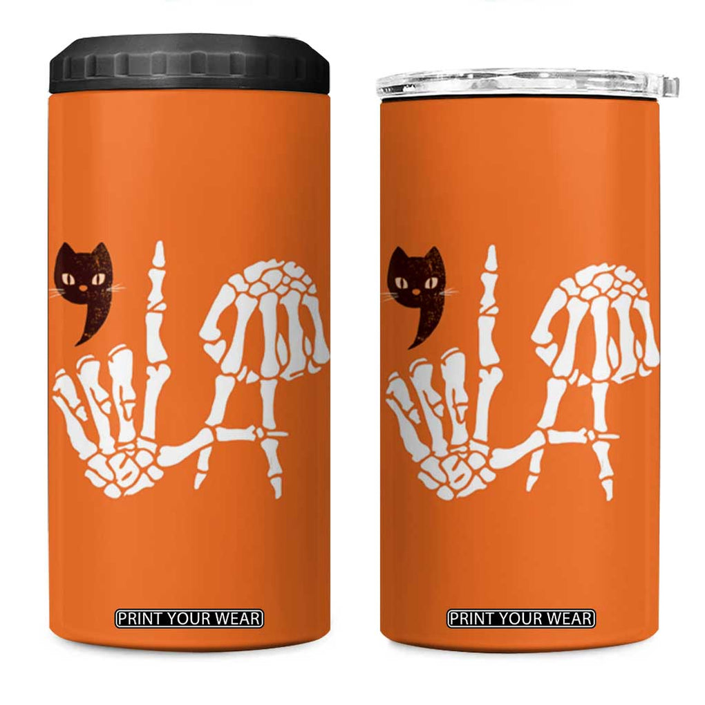 Halloween Kamala Harris 2024 4 in 1 Can Cooler Tumbler Comma La Black Cat Skeleton TB10 One Size: 16 oz Orange Print Your Wear