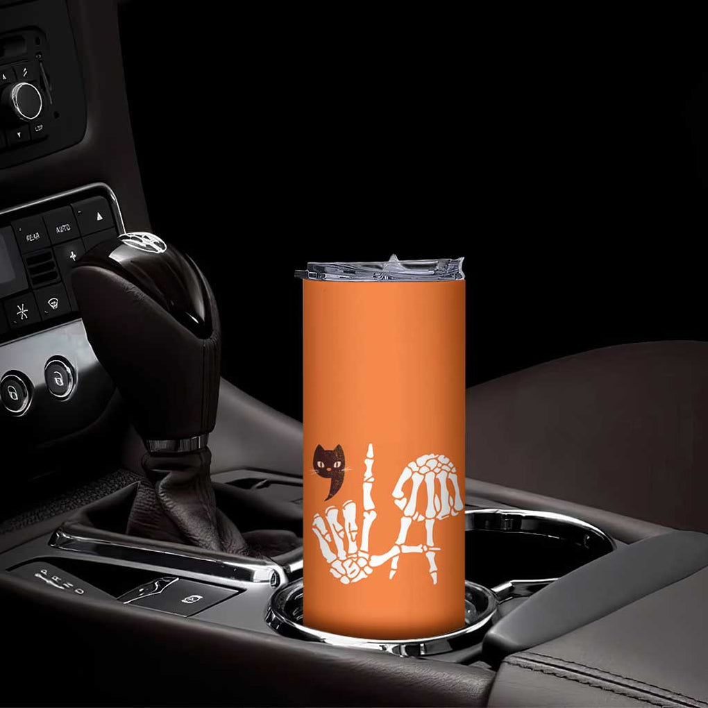 Halloween Kamala Harris 2024 Skinny Tumbler Comma La Black Cat Skeleton TB10 Print Your Wear