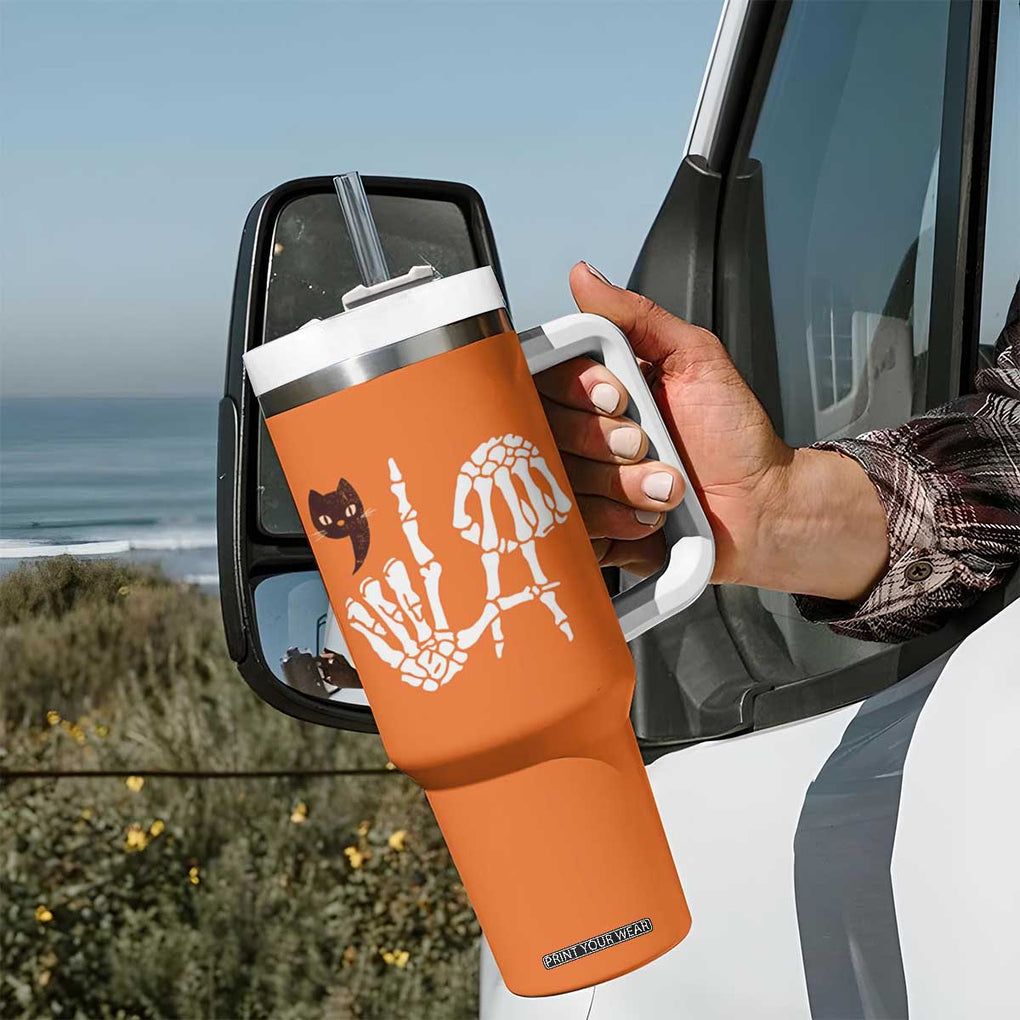 Halloween Kamala Harris 2024 Tumbler With Handle Comma La Black Cat Skeleton TB10 Print Your Wear