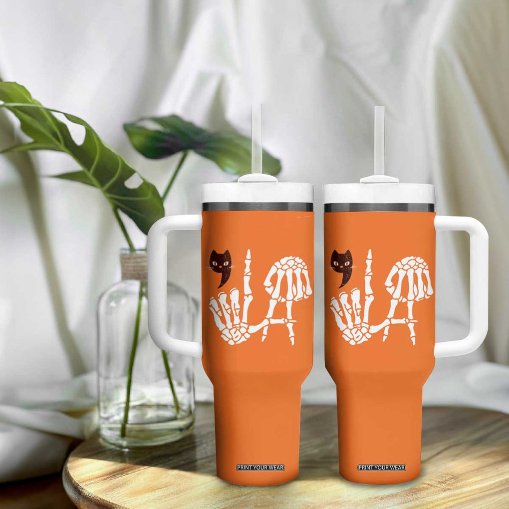 Halloween Kamala Harris 2024 Tumbler With Handle Comma La Black Cat Skeleton TB10 Print Your Wear