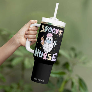 Halloween Nurse Tumbler With Handle Spooky Nurse Ghost Nursing Halloween TB10 Print Your Wear