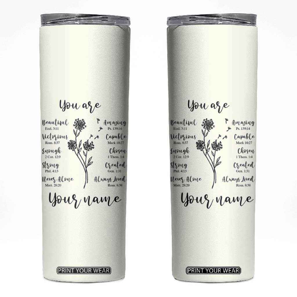 Personalized Christian Gifts for Her Skinny Tumbler Custom Name Inspirational Religious Birthday Gift TB10 Cream Print Your Wear