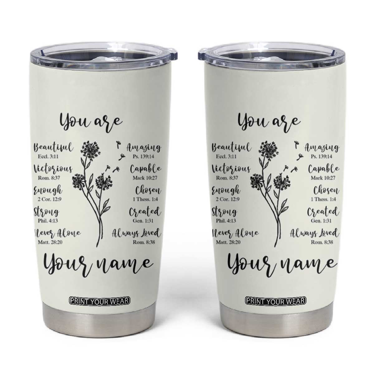 Personalized Christian Gifts for Her Tumbler Cup Custom Name Inspirational Religious Birthday Gift TB10 Cream Print Your Wear