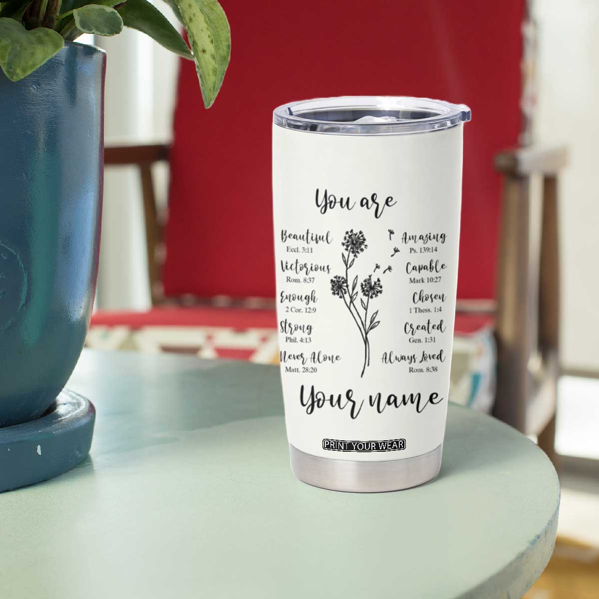 Personalized Christian Gifts for Her Tumbler Cup Custom Name Inspirational Religious Birthday Gift TB10 Print Your Wear