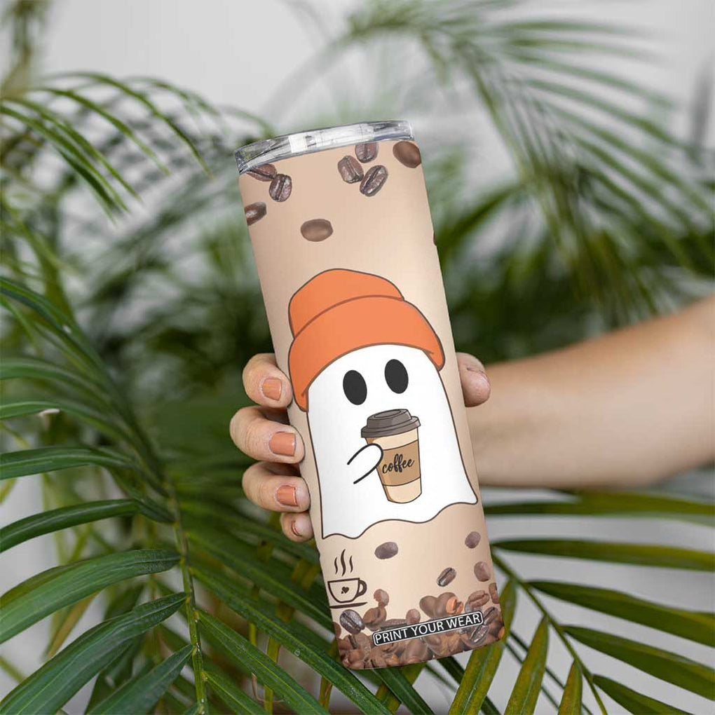 Gnome Drinking Coffee Skinny Tumbler Funny Halloween Coffee Lover TB10 Print Your Wear
