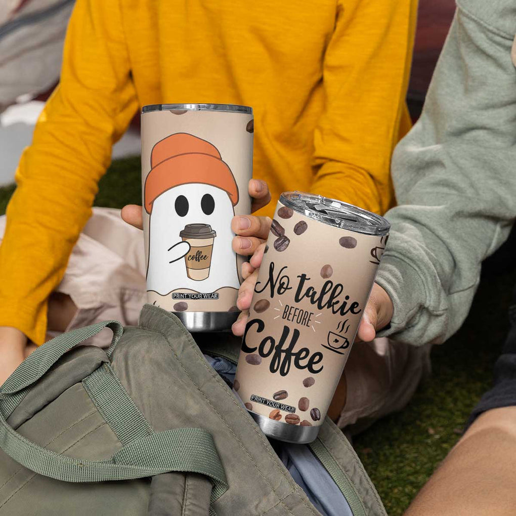 Gnome Drinking Coffee Tumbler Cup Funny Halloween Coffee Lover TB10 Print Your Wear