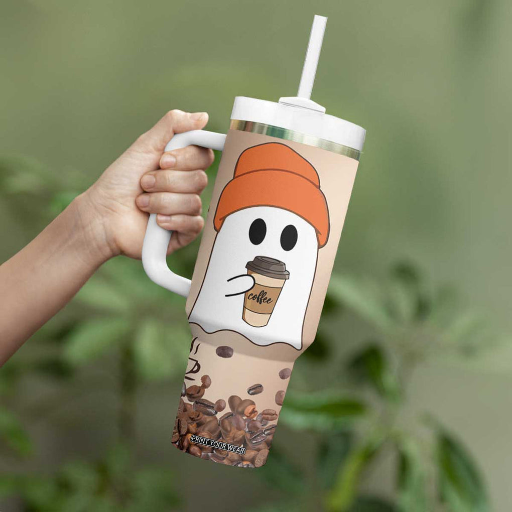 Gnome Drinking Coffee Tumbler With Handle Funny Halloween Coffee Lover TB10 Print Your Wear