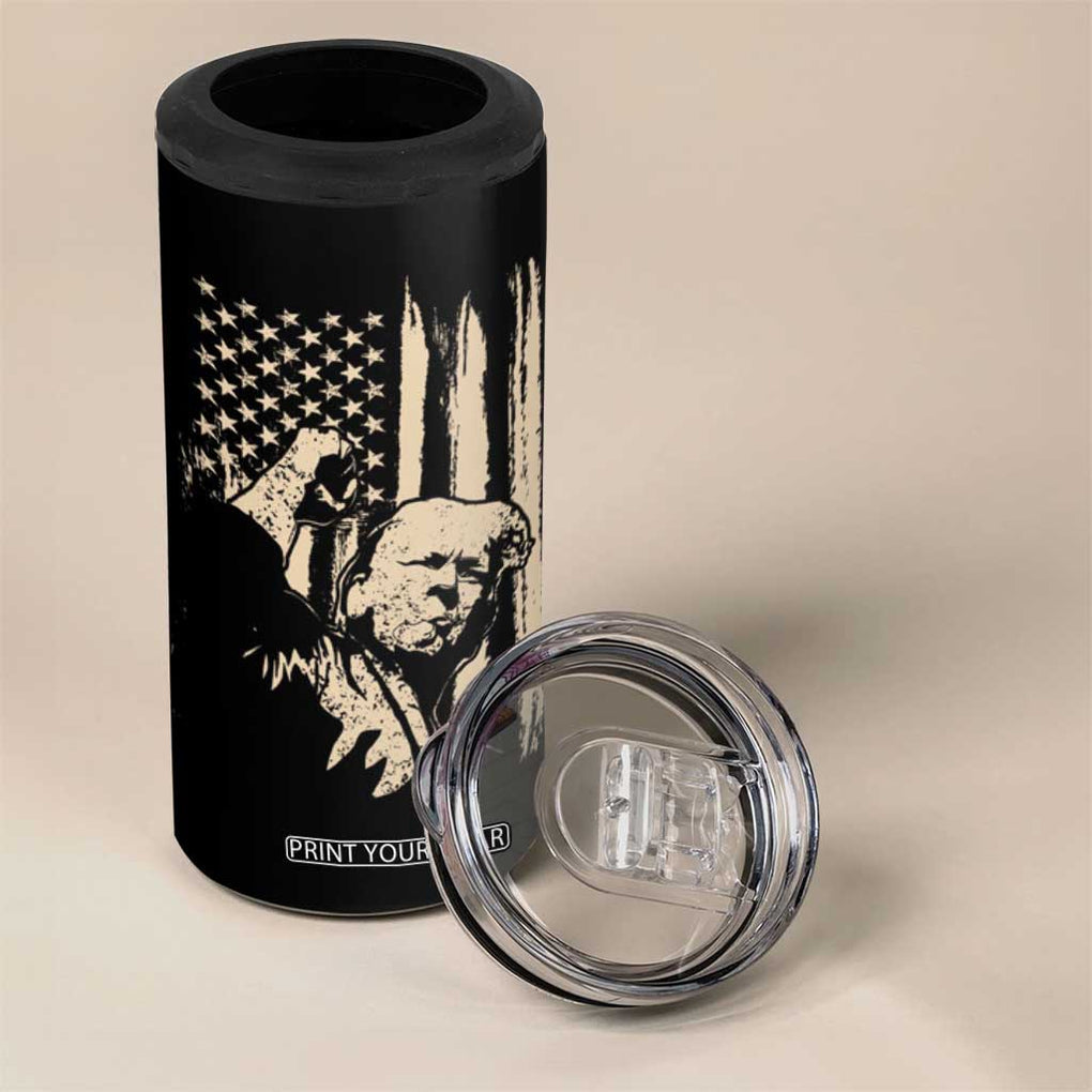 Trump Vance 2024 4 in 1 Can Cooler Tumbler I'm Voting For The Outlaw And The Hillbilly American Flag Vintage TB10 Print Your Wear
