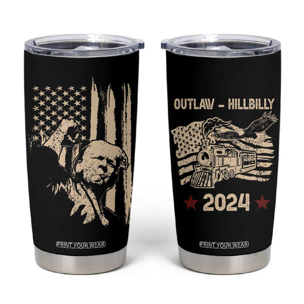 Trump Vance 2024 Tumbler Cup I'm Voting For The Outlaw And The Hillbilly American Flag Vintage TB10 White Print Your Wear
