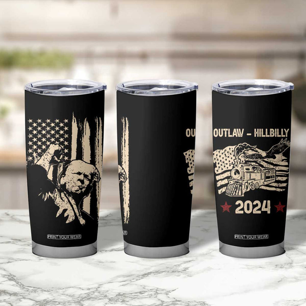 Trump Vance 2024 Tumbler Cup I'm Voting For The Outlaw And The Hillbilly American Flag Vintage TB10 Print Your Wear