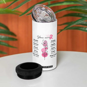 Breast Cancer Survivor Gift 4 in 1 Can Cooler Tumbler Pink Ribbon Bible Verse Christian Faith Gift For Women TB10 Print Your Wear