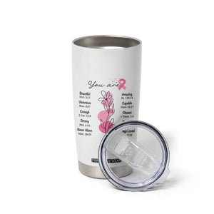 Breast Cancer Survivor Gift Tumbler Cup Pink Ribbon Bible Verse Christian Faith Gift For Women TB10 Print Your Wear