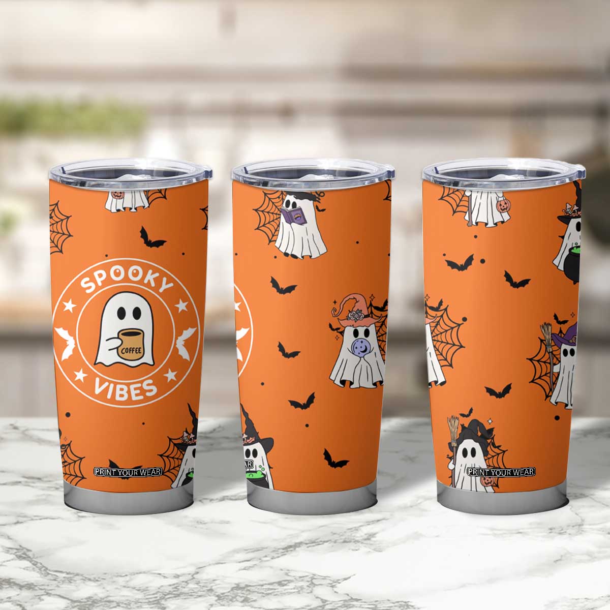 Halloween Ghost Tumbler Cup Trick Or Treat Spooky Ice Coffee Cup Gift For Her TB10 Print Your Wear