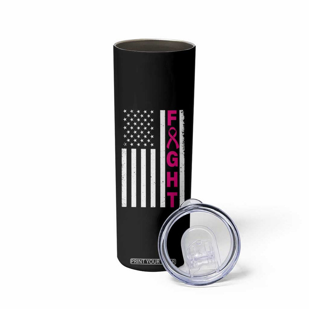 Breast Cancer Awareness Skinny Tumbler Christian Gift Pink Ribbon USA Flag Pray Fight Believe TB10 Print Your Wear