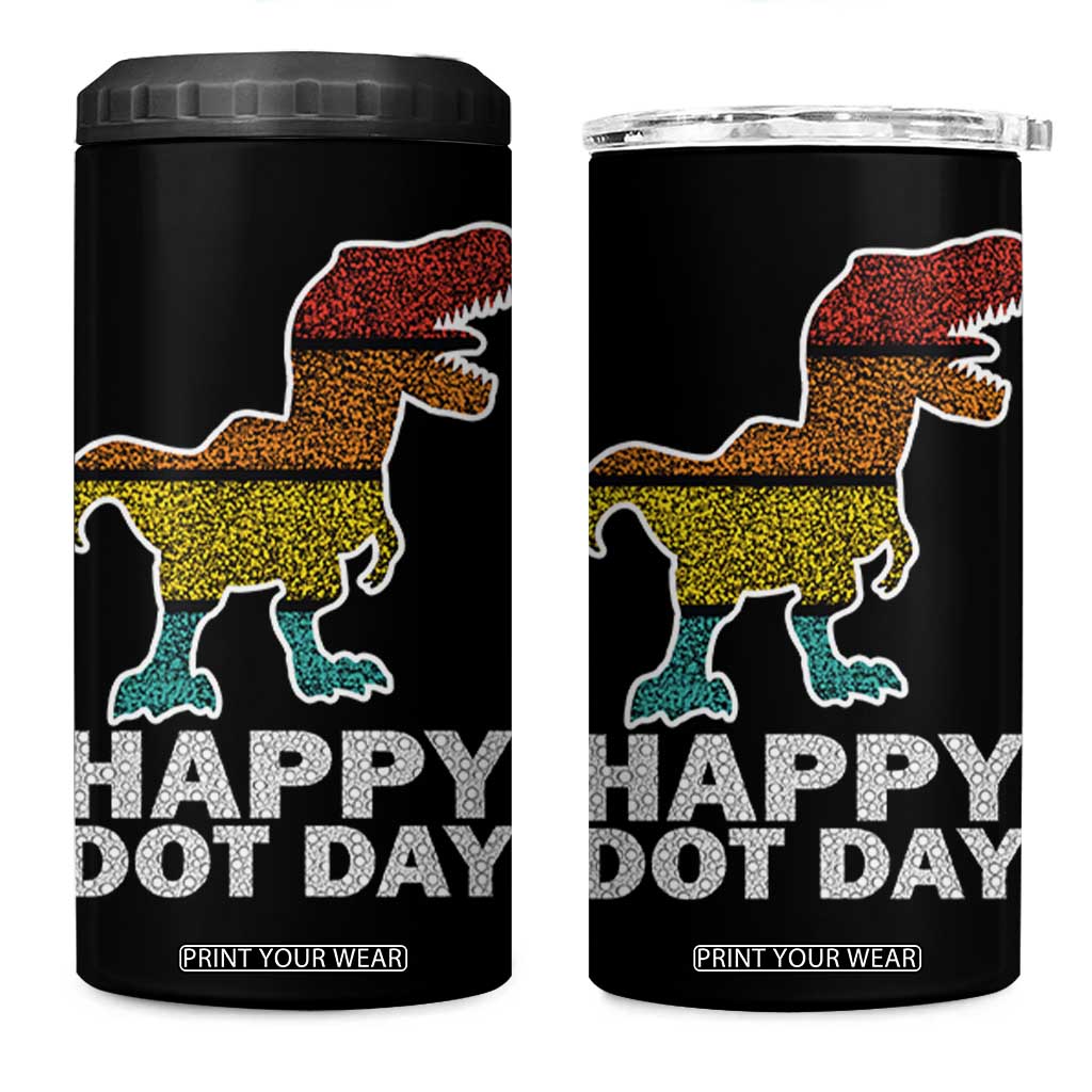 International Dot Day Dinosaur 4 in 1 Can Cooler Tumbler Retro Colorful Polka Dot Dino Toddler Boys Kids TB10 One Size: 16 oz Black Print Your Wear