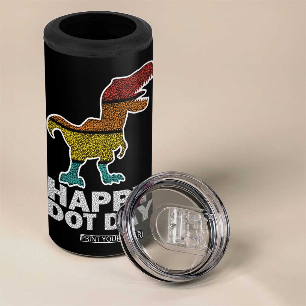 International Dot Day Dinosaur 4 in 1 Can Cooler Tumbler Retro Colorful Polka Dot Dino Toddler Boys Kids TB10 Print Your Wear