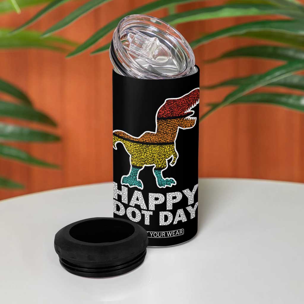 International Dot Day Dinosaur 4 in 1 Can Cooler Tumbler Retro Colorful Polka Dot Dino Toddler Boys Kids TB10 Print Your Wear