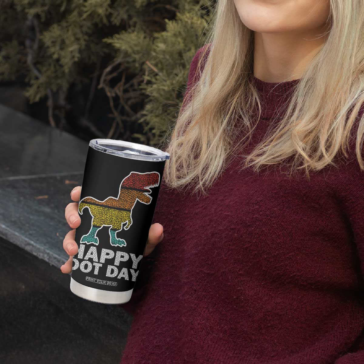 International Dot Day Dinosaur Tumbler Cup Retro Colorful Polka Dot Dino Toddler Boys Kids TB10 Print Your Wear