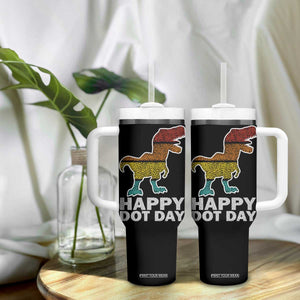 International Dot Day Dinosaur Tumbler With Handle Retro Colorful Polka Dot Dino Toddler Boys Kids TB10 Print Your Wear