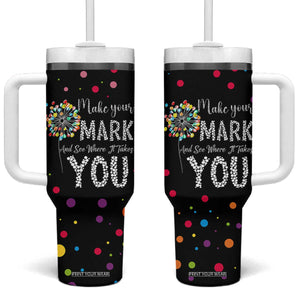 International Dot Day Tumbler With Handle Make Your Mark Girls Boys Colorful Dandelion TB10 One Size: 40 oz Black Print Your Wear