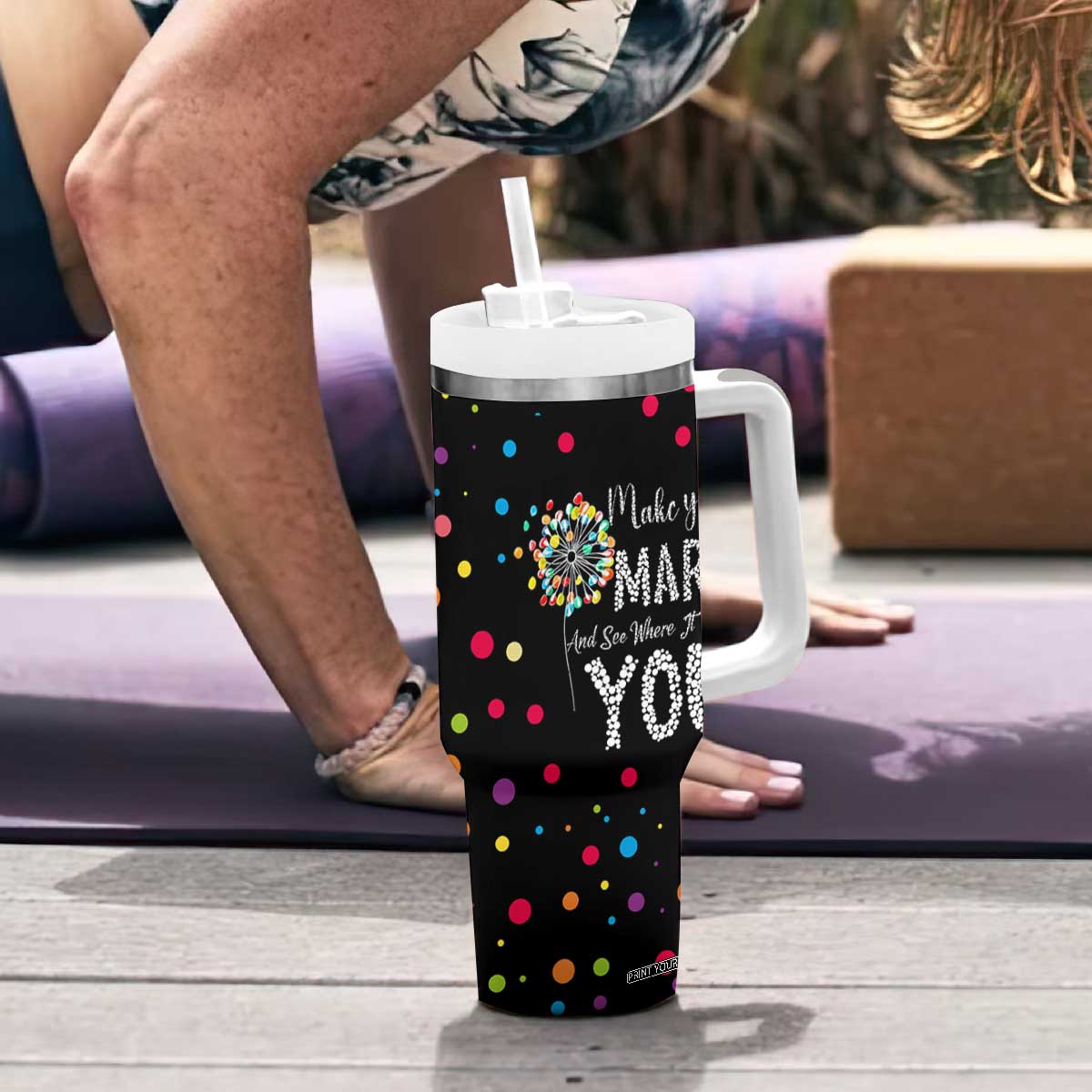 International Dot Day Tumbler With Handle Make Your Mark Girls Boys Colorful Dandelion TB10 Print Your Wear