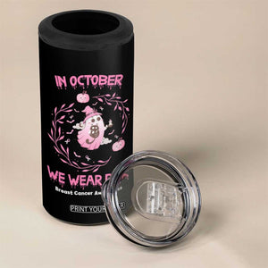 Cute Ghost Halloween Breast Cancer Awareness 4 in 1 Can Cooler Tumbler In October We Wear Pink TB10 Print Your Wear