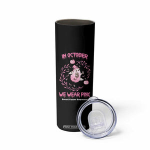 Cute Ghost Halloween Breast Cancer Awareness Skinny Tumbler In October We Wear Pink TB10 Print Your Wear