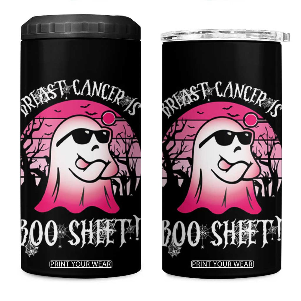 Breast Cancer Is Boo Sheet 4 in 1 Can Cooler Tumbler Halloween Pink Ghost TB10 One Size: 16 oz Black Print Your Wear