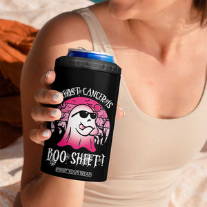 Breast Cancer Is Boo Sheet 4 in 1 Can Cooler Tumbler Halloween Pink Ghost TB10 Print Your Wear