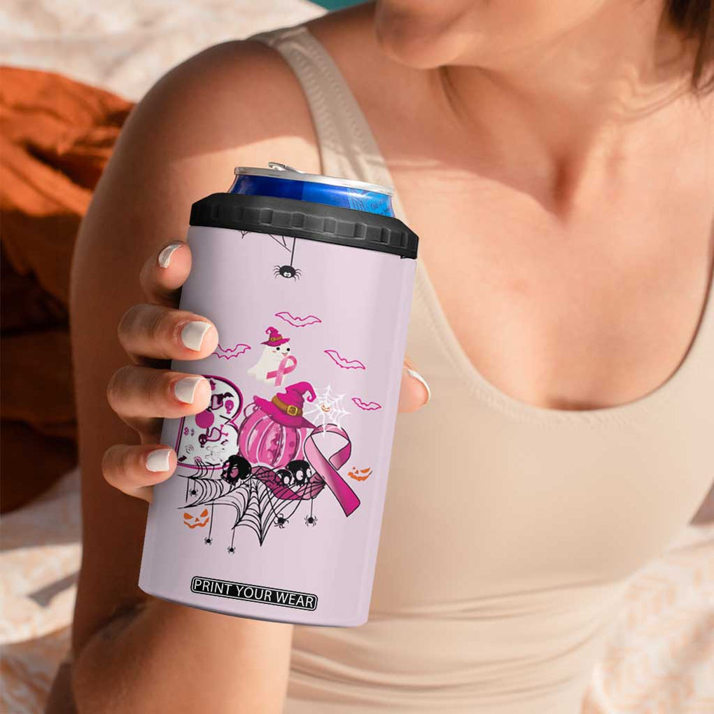 Pink Ghost Halloween 4 in 1 Can Cooler Tumbler Funny Breast Cancer Ribbon TB10 Print Your Wear