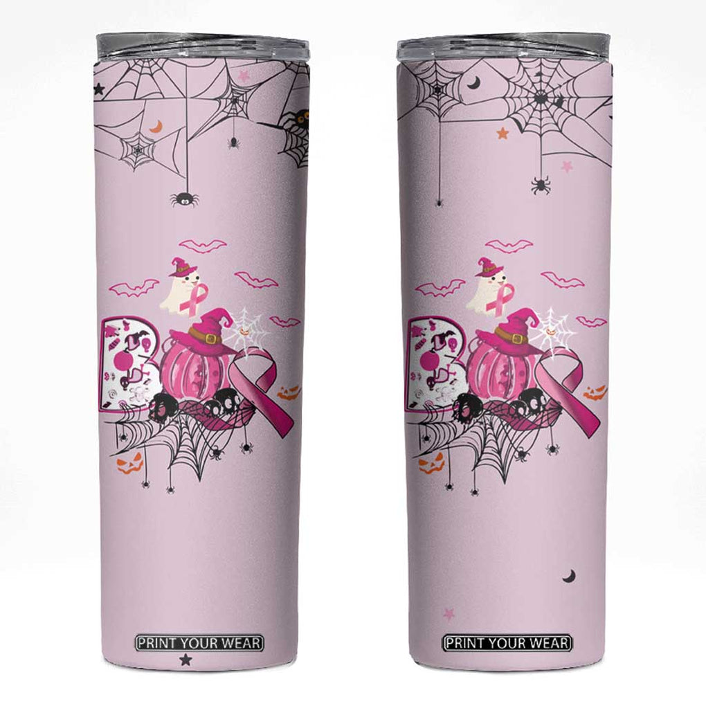 Pink Ghost Halloween Skinny Tumbler Funny Breast Cancer Ribbon TB10 Pink Print Your Wear