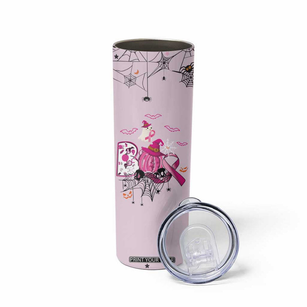 Pink Ghost Halloween Skinny Tumbler Funny Breast Cancer Ribbon TB10 Print Your Wear