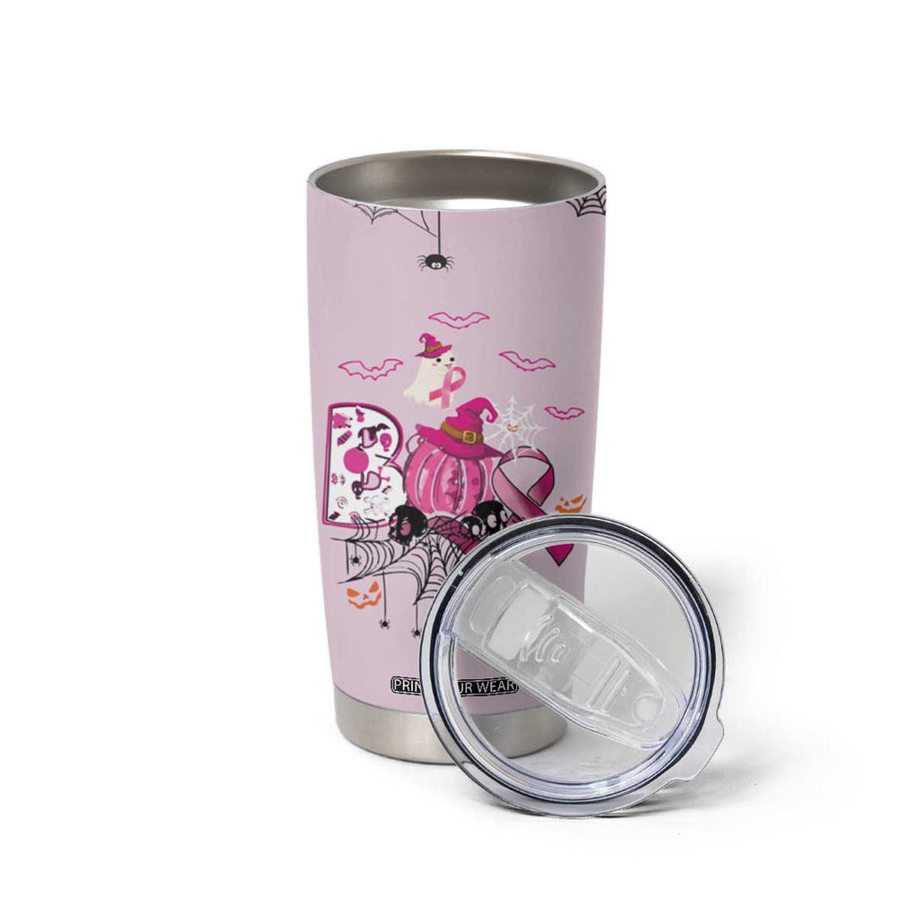 Pink Ghost Halloween Tumbler Cup Funny Breast Cancer Ribbon TB10 Print Your Wear