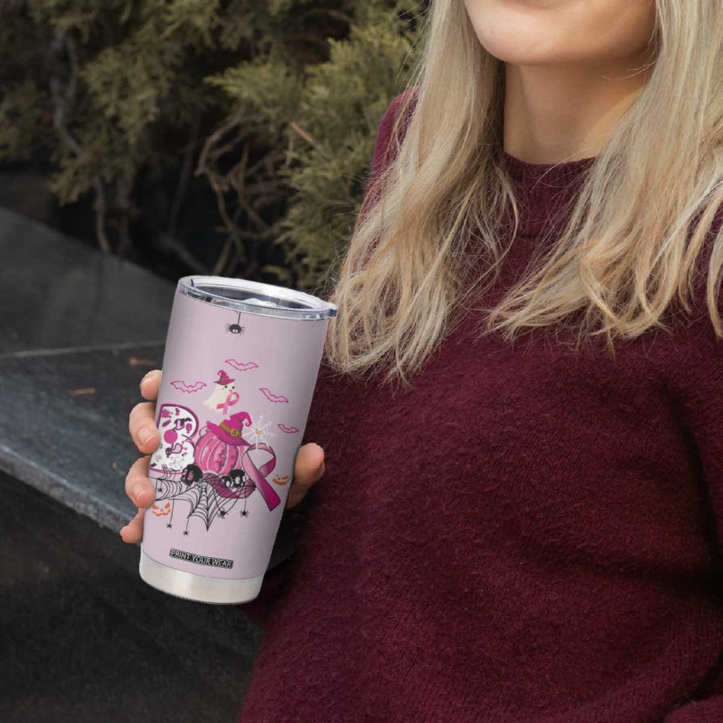 Pink Ghost Halloween Tumbler Cup Funny Breast Cancer Ribbon TB10 Print Your Wear