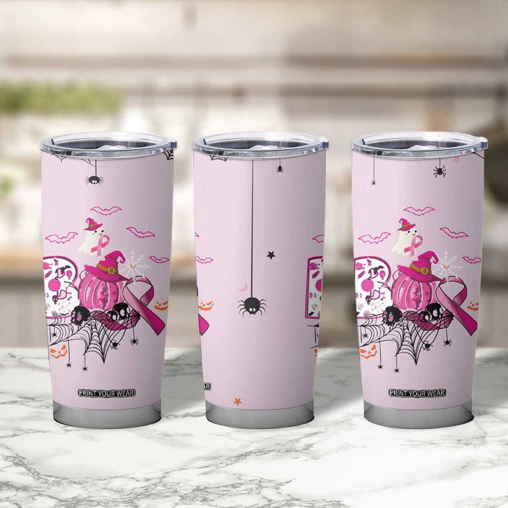 Pink Ghost Halloween Tumbler Cup Funny Breast Cancer Ribbon TB10 Print Your Wear