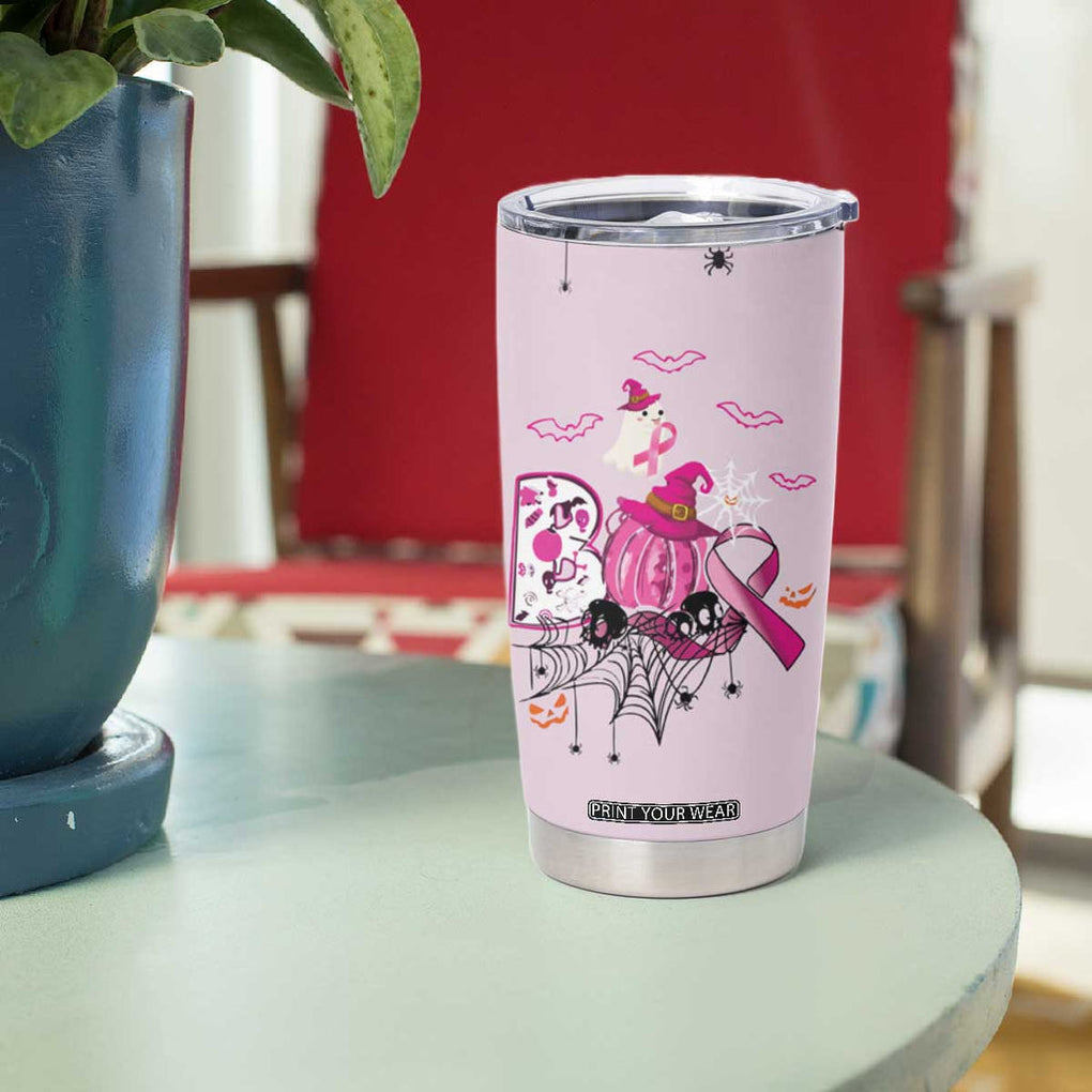 Pink Ghost Halloween Tumbler Cup Funny Breast Cancer Ribbon TB10 Print Your Wear