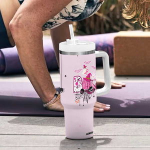 Pink Ghost Halloween Tumbler With Handle Funny Breast Cancer Ribbon TB10 Print Your Wear